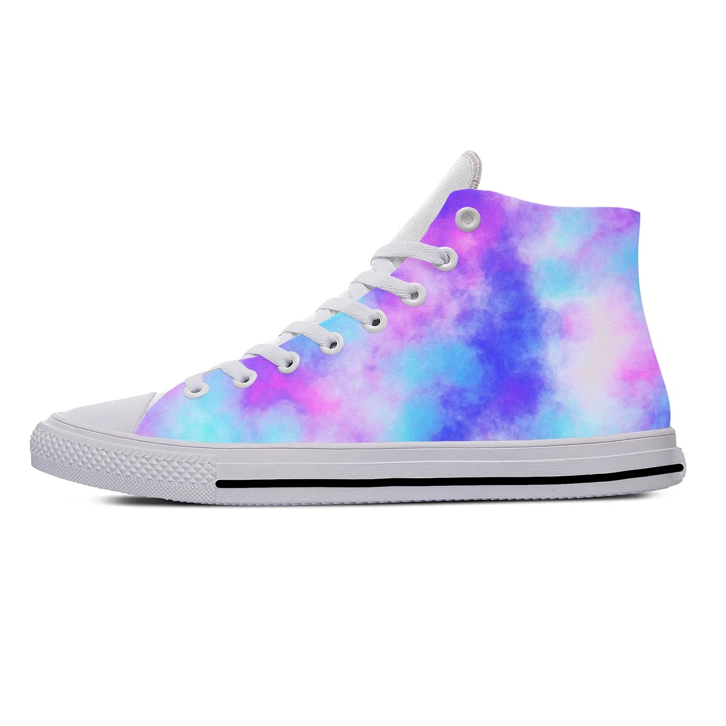 Hot Summer Anime Tie Dye Sneakers High Top Casual Cloth Shoes for Men and Women