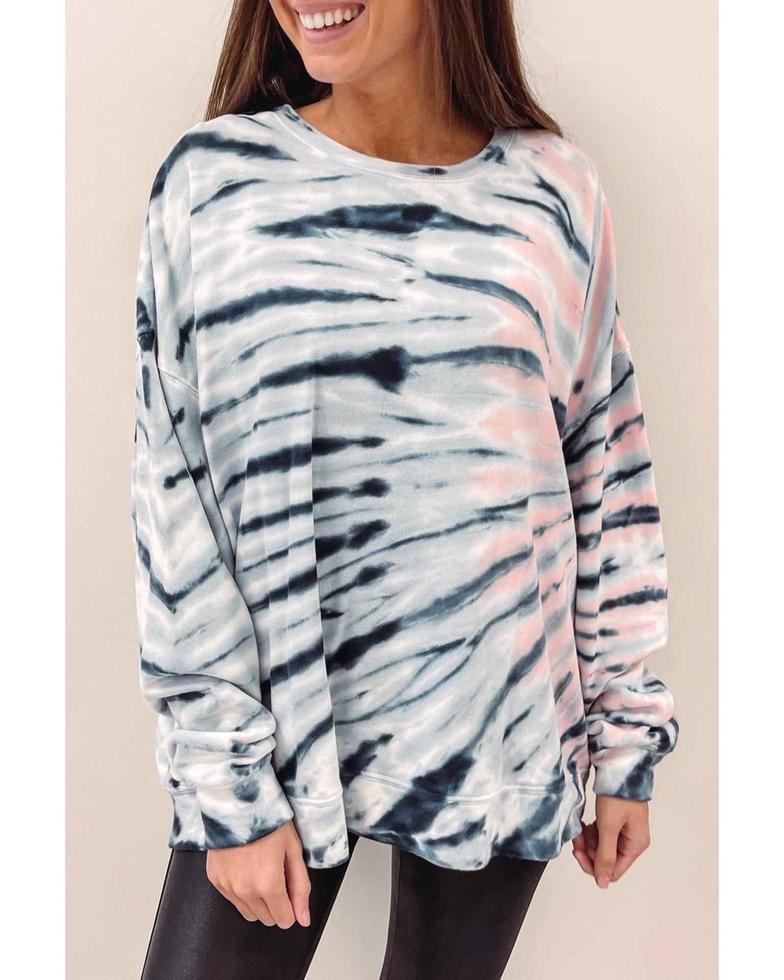 Sky Blue Tie-Dye Sweatshirt – Women's Crewneck Pullover, Size M