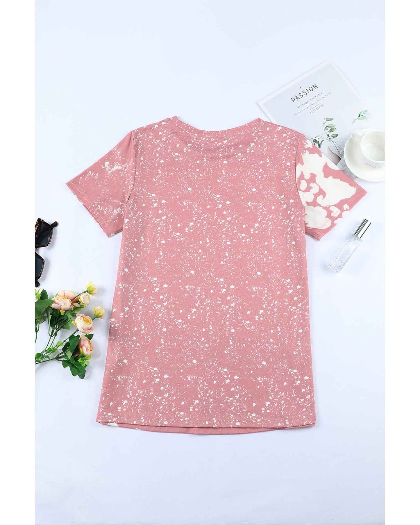 Blush Burst Tie-Dye T-Shirt for Women – Fitted Style, Size L