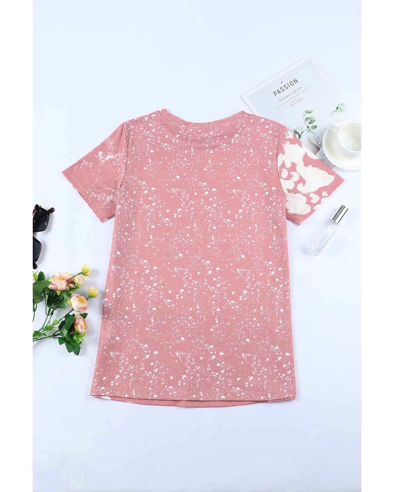 Blush Burst Tie-Dye T-Shirt for Women – Fitted Style, Size L