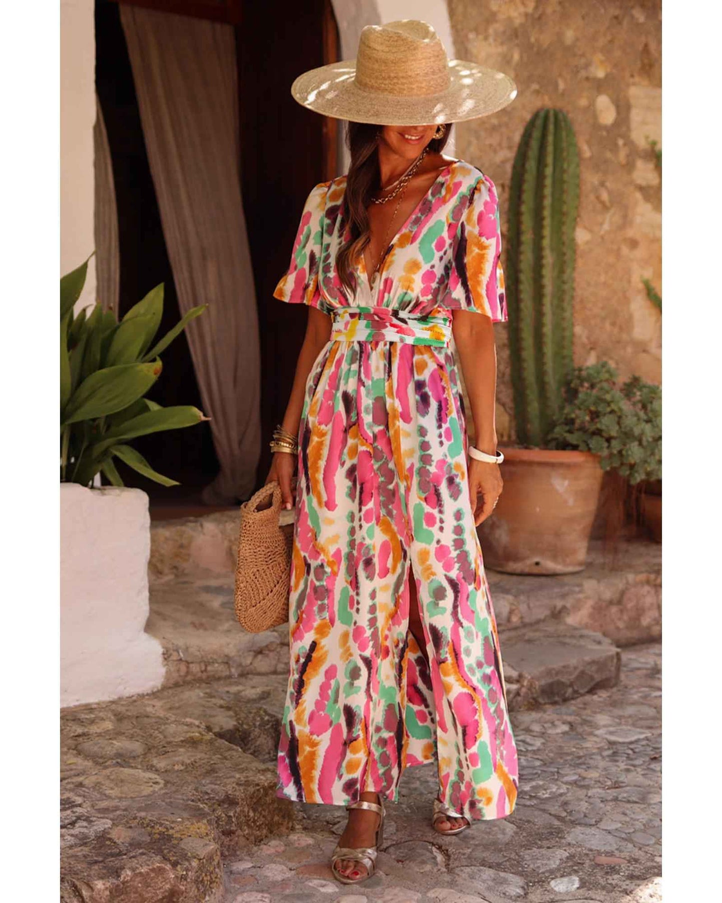 Sunset Dreams Pink Tie-Dye Maxi Dress for Women - Size S, Perfect Pink Tie-Dye Maxi Dress for Summer