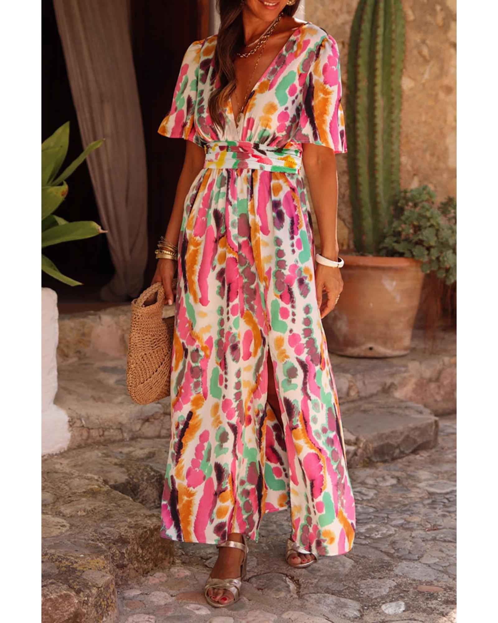 Sunset Dreams Pink Tie-Dye Maxi Dress for Women - Size S, Perfect Pink Tie-Dye Maxi Dress for Summer