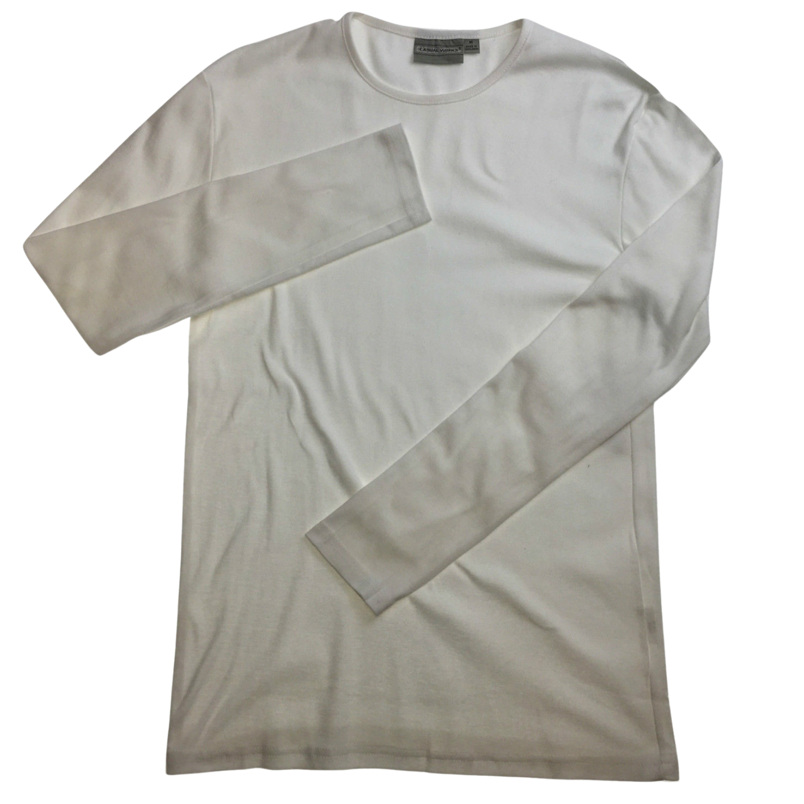 Men's Long Sleeve Cotton T-Shirt - White, Ideal for Tie-Dye & DIY, Size XL
