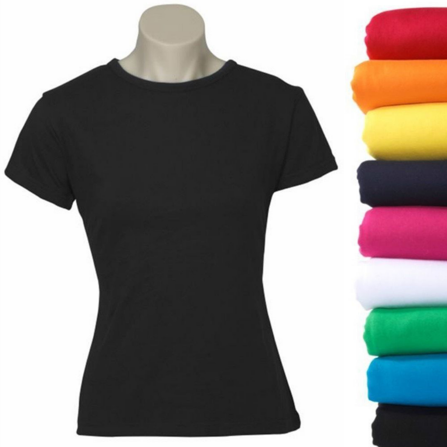 Women's Black Cotton T-Shirt - For Tie-Dye & DIY Projects - Size 16, Ideal for Creative Crafting - Dye My World