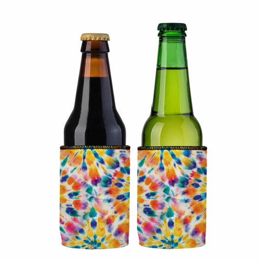 Rainbow Spiral Tie-Dye Cooler - 2-Pack Stubbyz for Chilled Drinks - Dye My World