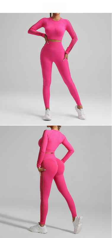 Rose Red Tie-Dye Activewear Set for Women – Seamless Power Set, Size M