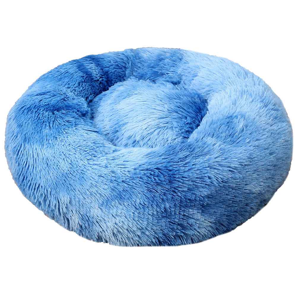 FurryDreams Tie-Dye Blue Pet Bed – Round 50 cm for Cozy Comfort