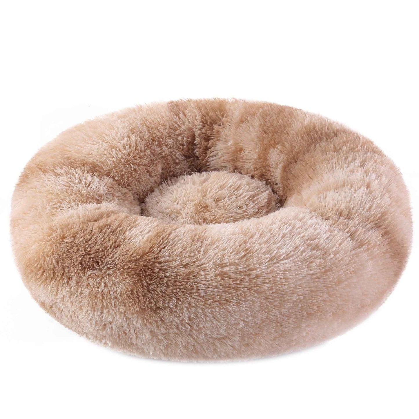 FurryDreams Round Pet Bed – Tie-Dye Baby Brown, 50 cm