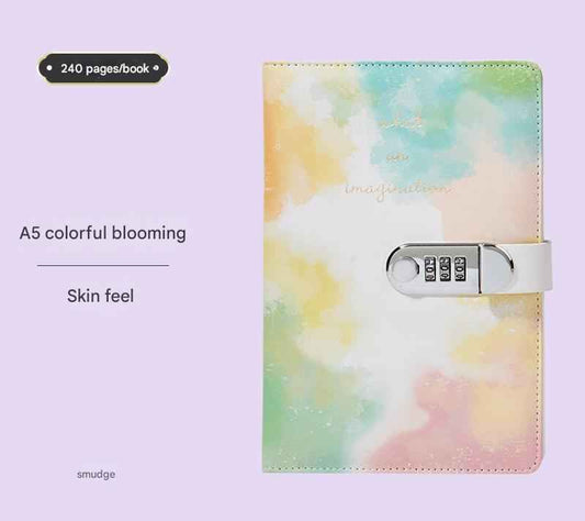 A5 Tie-Dye Journal with Lock – 240 Pages, Soft Touch Cover (Colorful)