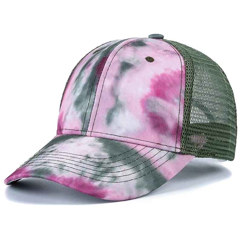 Women's Tie-Dye Baseball Cap - Adjustable Multicolor Hat for Trendy Streetwear Styles