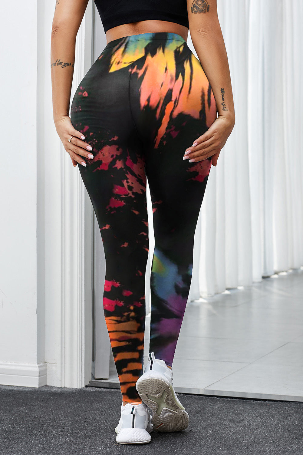 Multicolor Tie-Dye Fitness Leggings – Women's Activewear with Hollow Out Design - Dye My World